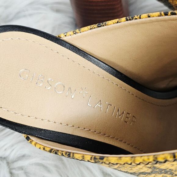 Gibson Latimer Block Heel Mules Snakeskin Print Goat Leather Slip on Size 8M - Picture 6 of 10